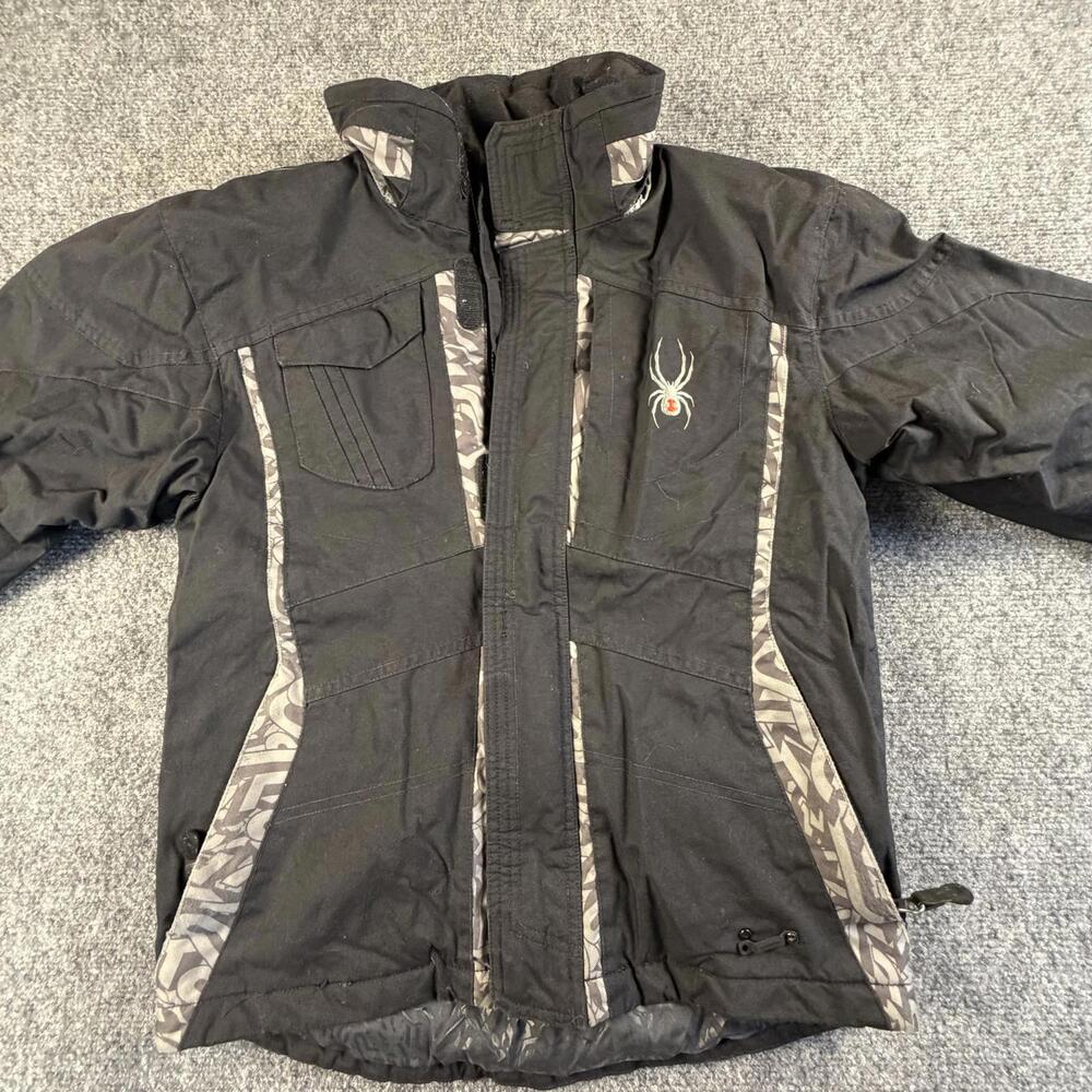 Spyder Kids‎ Waterproof Breathable Ski Jacket Black Camo Size 12 #H